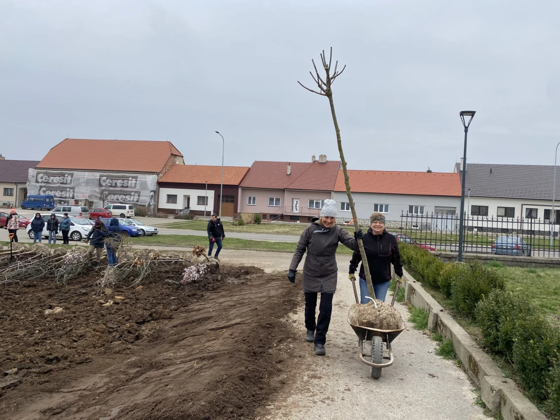 Do výsadby se zapojila Magdalena Davis i poslankyně a bývalá starostka obce Jana Krutáková.